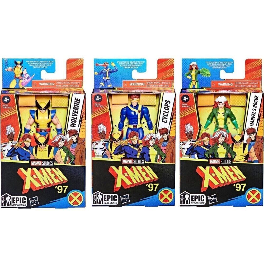 X-MEN '97 Epic Hero Series 4" Action Figures Set of 3 Rogue, Wolverine, Cyclops